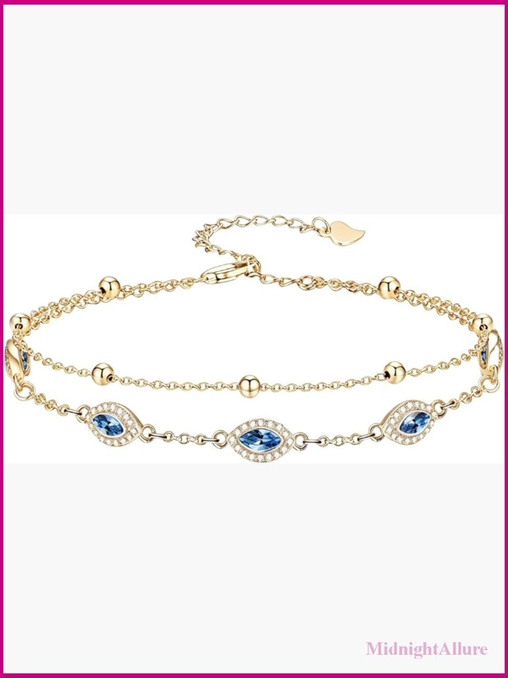 18K Gold Plated Birthstone Link Bracelet with Extender Chain